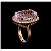 Image 4 : 33.17 ctw Kunzite and Diamond Ring - 14KT Rose Gold