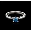 Image 1 : 14KT White Gold 0.47 ctw Round Cut Fancy Blue Diamond Solitaire Ring