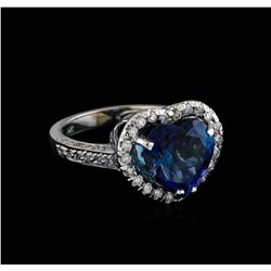 5.28 ctw Tanzanite and Diamond Ring - 14KT White Gold