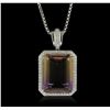 Image 1 : 14KT White Gold 28.42 ctw Quartz and Diamond Pendant With Chain