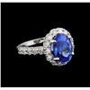 Image 1 : 4.03 ctw Tanzanite and Diamond Ring - 14KT White Gold