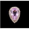 Image 2 : 38.24 ctw Kunzite and Diamond Ring - 14KT Rose Gold