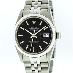 Rolex Stainless Steel Black Index DateJust DateJust Men's Watch