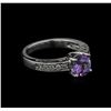 Image 1 : 1.39 ctw Tanzanite and Diamond Ring - 14KT White Gold