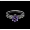 Image 2 : 1.39 ctw Tanzanite and Diamond Ring - 14KT White Gold