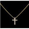 Image 1 : 0.31 ctw Diamond Cross Pendant With Chain - 14KT Yellow Gold