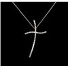 Image 1 : 0.50 ctw Diamond Cross Pendant with Chain - 14KT White Gold