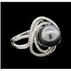 Image 1 : South Sea Cultured Pearl and Diamond Ring - 14KT White Gold
