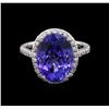 Image 2 : GIA Cert 8.68 ctw Tanzanite and Diamond Ring - 14KT White Gold