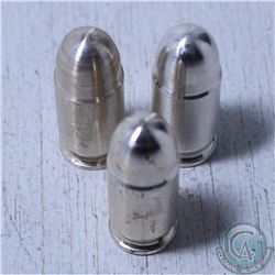 Lot of 3x  1 oz .999 Fine Silver Bullet .45 Caliber ACP. Tax Exempt