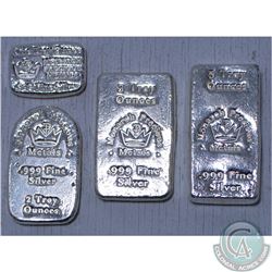Lot of 4x Monarch Precious Metals 1oz, 2oz, 3oz and 5oz  .999 Fine Silver bars (Tax Exempt)