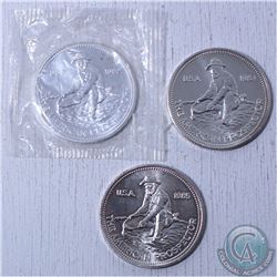 Lot of 3x Englehard 1982,1984 and 1985 American Prospector 1oz .999 Fine Silver Coins (Tax Exempt). 