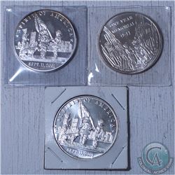 Lot of 3x 1oz .999 Fine silver rounds commemorating Septemeber 11, 2001. (Tax Exempt) 3pcs