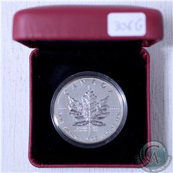 2004 Canada Desjardins Privy Mark 1oz. Silver Maple Leaf in Red RCM Display Box. (Coin has ton