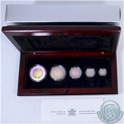 2003 Canada Hologram 5-coin Silver Maple Leaf Set. Tax Exempt (impaired outer box)
