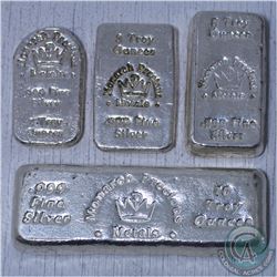 Lot of 4 x Monarch Precious Metals  10oz, 5oz, 3oz & 2oz .999 Fine Silver bars (Tax Exempt)