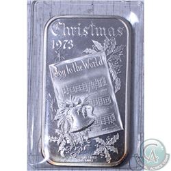 Vintage 1973 "Christmas" 1oz .999 Fine Silver bar (Tax Exempt)