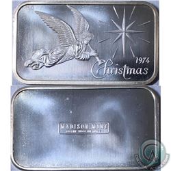 Vintage 1974 " Christmas" 1oz .999 Fine Silver bar (Tax Exempt)