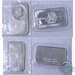 lot of 2x USA themed  1 oz .999 Fine Silver Art Bars. (Tax Exempt)