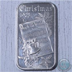 Vintage 1973 Christmas 1 Troy oz .999 Fine Silver Madison Mint Art Bar (Tax Exempt)