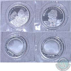 lot of 2x 2008 "Merry Christmas" & "Seasons Greeting" 1 Oz .999 Fine Silver Rounds with spot for eng