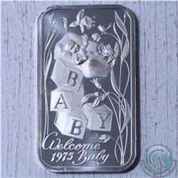 Vintage 1975 "Welcome Baby" 1oz .999 Fine silver Madison Mint art bar (tax Exempt)