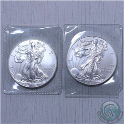 2013 & 2014 USA 1oz .999 Fine Silver Eagle. (Tax Exempt) 2pcs