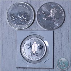3 troy oz  of .9999 fine Silver. This lot includes the 2013 polar bear 1.5 oz, 2014 peregrine falcon