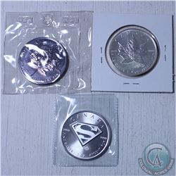 1989, 2000 fireworks and 2016 Superman Shield 1oz .9999 Fine Silver Coins(Tax Exempt) 3pcs