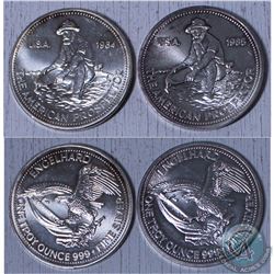 1984 & 1985 "The American Prospector" Englehard 1oz .999 Fine Silver coin. (Tax Exempt)