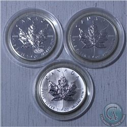 2000 Fireworks Privy, 2001 and 2000 Canada 1oz .9999 Fine silver maple leafs. (Tax Exempt)