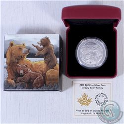 2015 $20 Grizzly Bear Family Fine Silver Coin. Comes with original Mint packaging and COA (light ton