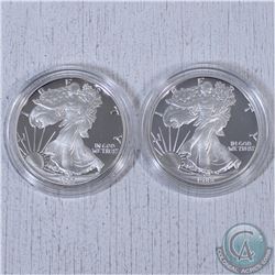Pair of 1987 & 1988 United States 1oz Fine Silver Proof Eagles (Tax Exempt)