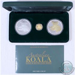 2009 Australia 3-coin Gold and Silver Koala Set (Tax Exempt) Mintage 1,000!. Coin comes with the ori