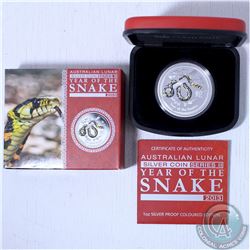 2013 Perth Mint Australian 1oz. Coloured (Yellow & Black) Edition Silver Proof Coin - Year of the Sn