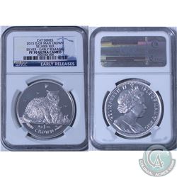 2015 Isle of Man Crown Selkirk Rex Silver NGC Certified PF 70 Ultra Cameo; Early Releases (TAX EXEMP