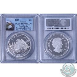 First Strike ! 2013 Bald Eagle Protecting her Nest $20 Canada PCGS Certified PF70 Deep Cameo.(no tax