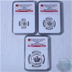 RCM Lot: 3x 2015 Canada $2 , $3  & $4 Incuse Reverse Proof Maple Leaf Coins All NGC Certified PF-70 
