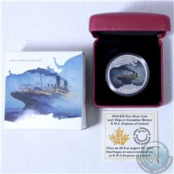 2014 Canada $20 Lost Ships in Canadian Waters Series - The R.M.S. Empress of Ireland Fine Silver Coi