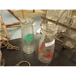 VINTAGE GLASS BOTTLES - N.A.D.P. MILK BOTTLE - GREEN GLASS