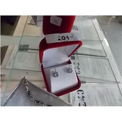 EARINGS - DIAMOND AND BLUE TOPAZ - INCLUDES CERTIF