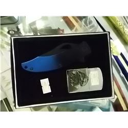 NEW FOLDING KNIFE & ZIPPO WITH EAGLE IMAGE