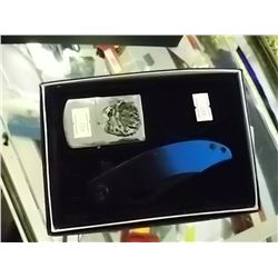 NEW FOLDING KNIFE & ZIPPO WITH EAGLE IMAGE