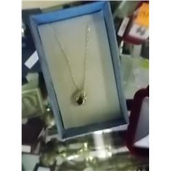 NECKLACE = RUBY AND DIAMOND - SET IN STERLING SILV