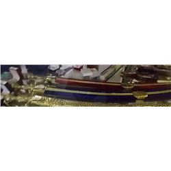 DECORATIVE SWORD WITH SHEATH - BLUE VELVET - FLAT END HANDLE