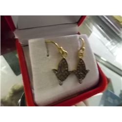 EARRINGS - GOLD OVER STERLING SILVER WITH CZ RHINESTONE GEMS - TAGGED $169.99