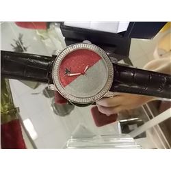WATCH - NEW  - DIAMOND KING - WORKING WITH 6 GENUINE DIAMONDS INSET INTO FACE - RED / SILVER