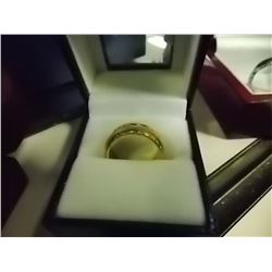 RING - GOLD OVER SILVER - ETCHED DESIGN - SZ 7 - TAGGED $160.00