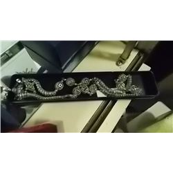 NECKLACE - 1.54CT BLUE TOPAZ & DIAMOND IN STERLING SILVER SETTING - WITH PLATINUM FINISH - INCLUDES 