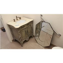 Bathroom vanity sink and mirrors